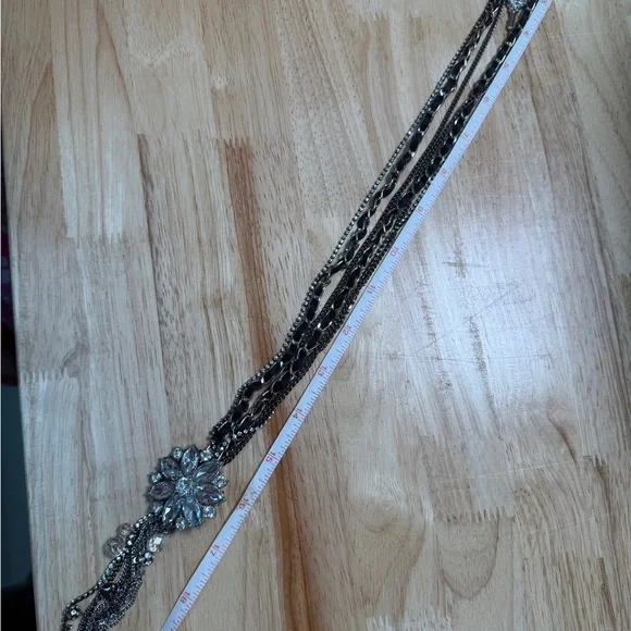 Betsey Johnson Silver and Black Crystal Necklace with Tassel - Picture 7 of 11